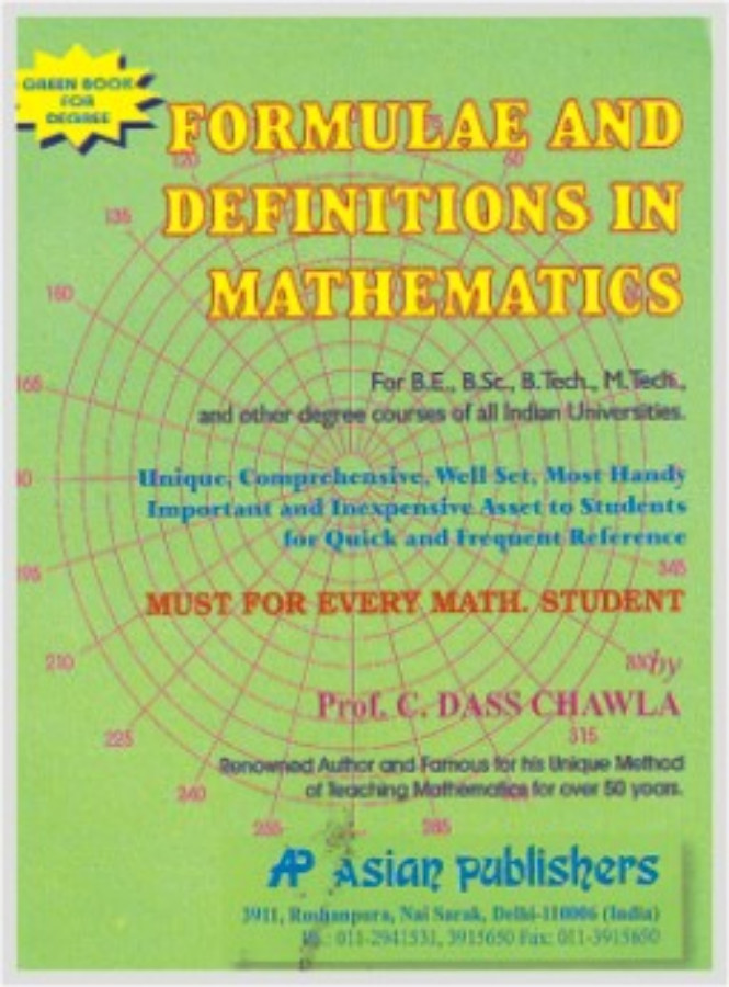 Formulae &amp; Definition in Mathematics (Pre Deg.)